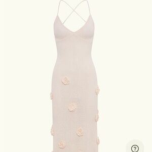 Suki Knit Maxi Dress With Flowers - Nude